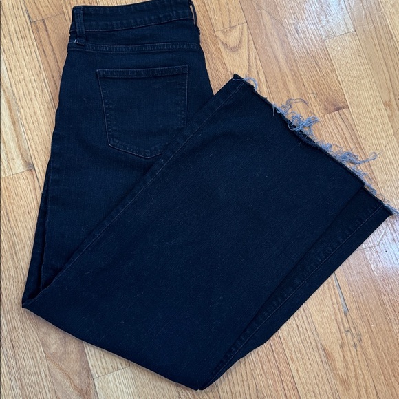 Indigo Six Wide Leg Womens Denim Jeans Pants Black Raw Hem- Size 10 - Picture 3 of 3